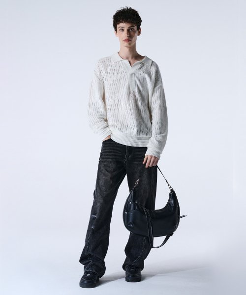메종미네드(MAISON MINED) LEATHER SADDLEBAG BLACK 이미지 3