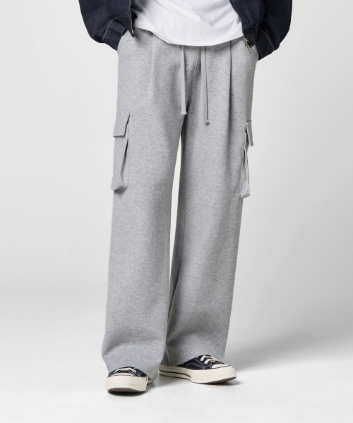 AJIODIO ワンタック カーゴ スウェットパンツ グレー ストリート カジュアル 画像 3