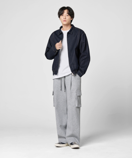 AJIODIO ワンタック カーゴ スウェットパンツ グレー ストリート カジュアル