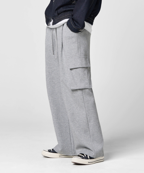 AJIODIO ワンタック カーゴ スウェットパンツ グレー ストリート カジュアル 画像 2