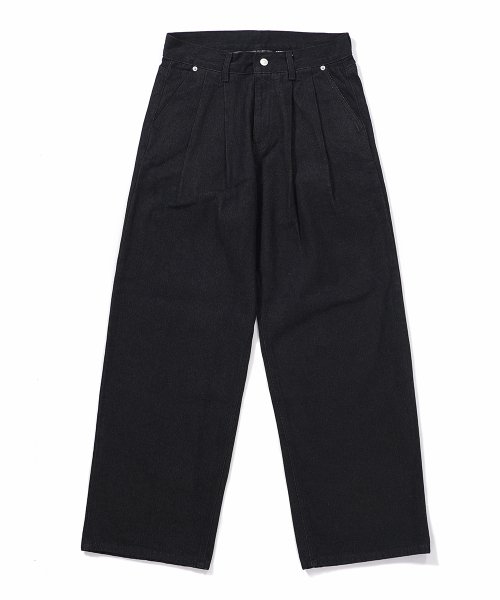 2タック ベーシック ワイド デニム パンツ ブラック 画像 2