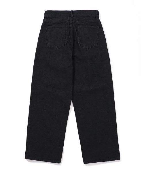 2タック ベーシック ワイド デニム パンツ ブラック 画像 3