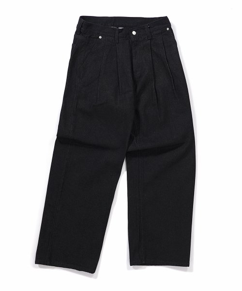 2タック ベーシック ワイド デニム パンツ ブラック 画像 4