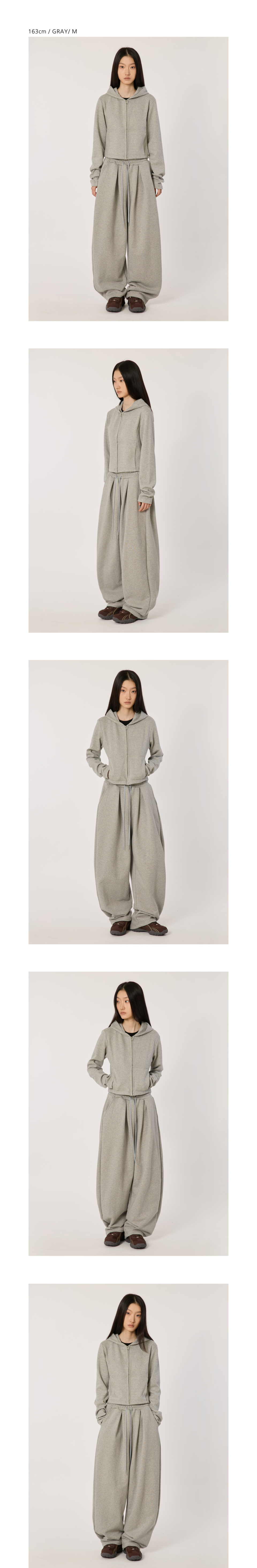 BOUNDARY ワイドスウェットパンツ グレー ツータック ロング丈 メンズ レディース 画像 5