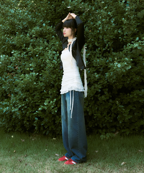 アワーデイズ ウェービーカーブドワイドデニムパンツ BLUE 夏ver レディース 画像 12