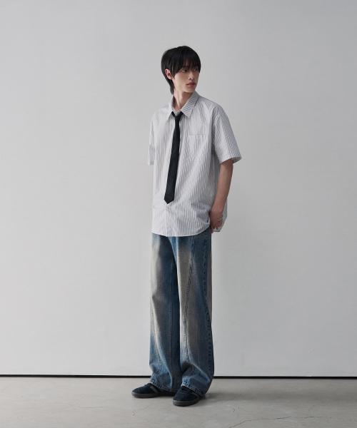 アワーデイズ ウェービーカーブドワイドデニムパンツ BLUE 夏ver レディース 画像 3