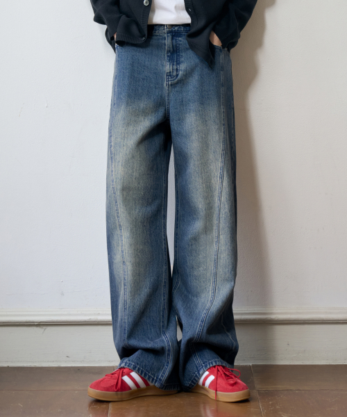 アワーデイズ ウェービーカーブドワイドデニムパンツ BLUE 夏ver レディース 画像 6