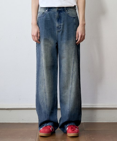 アワーデイズ ウェービーカーブドワイドデニムパンツ BLUE 夏ver レディース 画像 7
