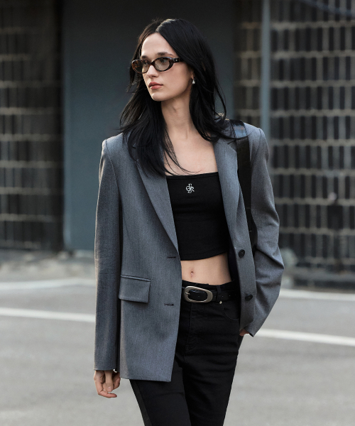CITY BREEZE ルーズフィット サイドカット シングルジャケット GREY 画像 2