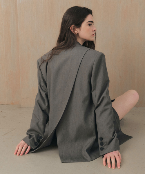 CITY BREEZE ルーズフィット サイドカット シングルジャケット GREY