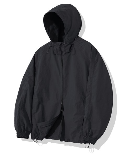 MODERMENT ブラック オーバーサイズ ウィンドブレーカー ツーウェイジャケット