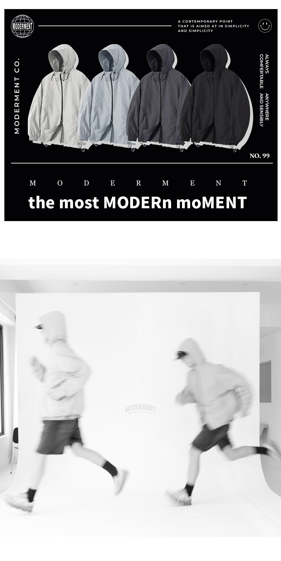 MODERMENT ブラック オーバーサイズ ウィンドブレーカー ツーウェイジャケット 画像 6