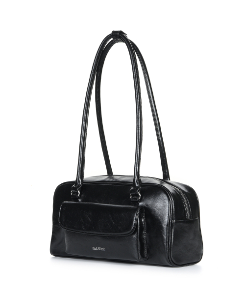 닉앤니콜(NICK&NICOLE) NICOLE POCKET LEATHER BAGUETTE BAG_BLACK 이미지 2