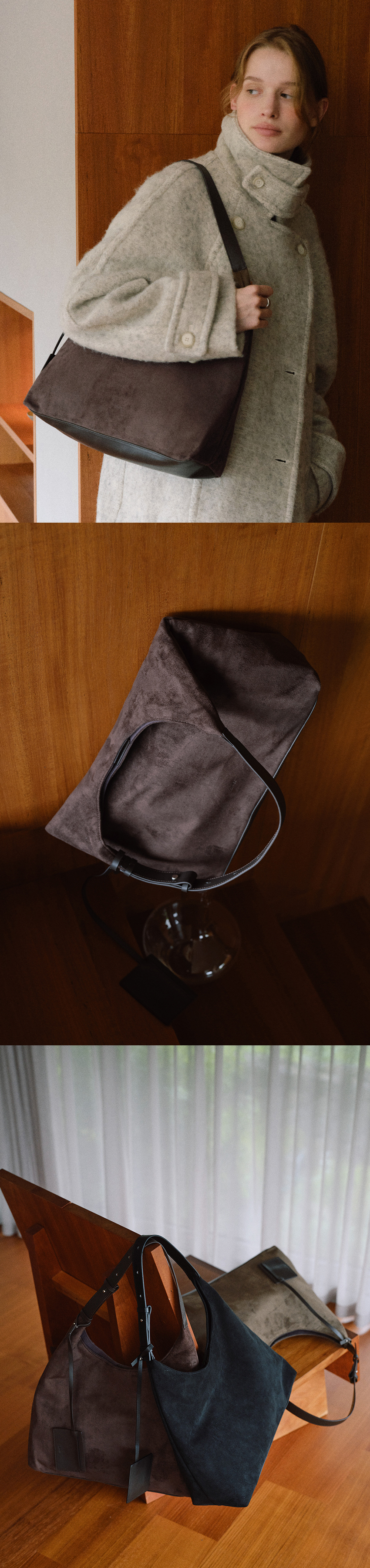 OVHEE 플럼 스웨이드 호보백 Flume Suede Hobo Bag_Dark Brown 이미지 3