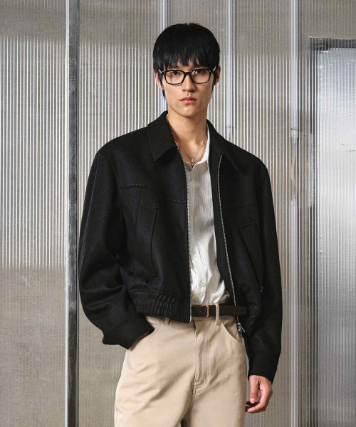 エルムード MAINE ウールブルゾン ブラック メンズジャケット 画像 4