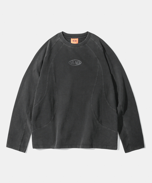 ディミトリブラック VLAD ピグメント スラッシュ ロングスリーブ Tシャツ チャコール 画像 1