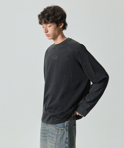 ディミトリブラック VLAD ピグメント スラッシュ ロングスリーブ Tシャツ チャコール 画像 4