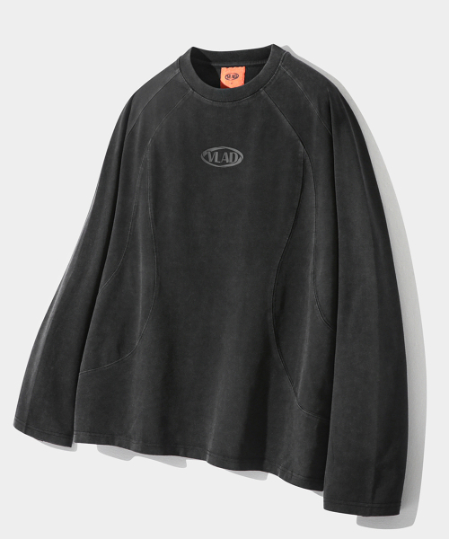 ディミトリブラック VLAD ピグメント スラッシュ ロングスリーブ Tシャツ チャコール 画像 2