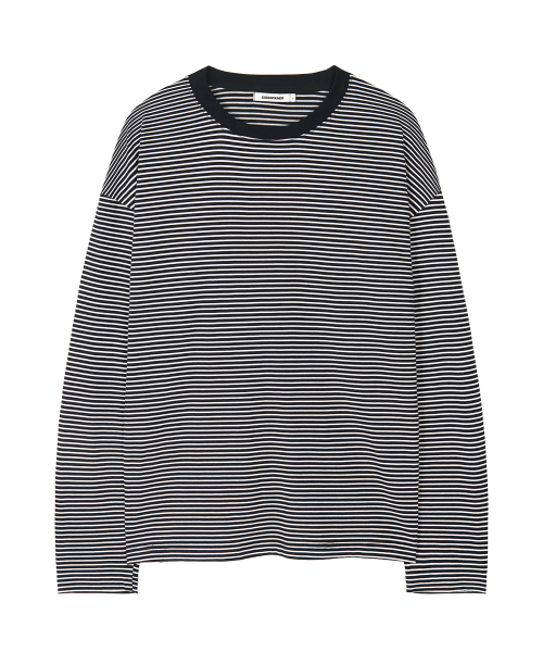 エックスコンテナ オーバーフィット ストライプ ロングスリーブ Tシャツ BLACK 画像 2
