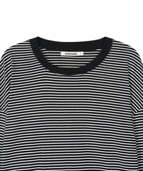 エックスコンテナ オーバーフィット ストライプ ロングスリーブ Tシャツ BLACK 画像 3