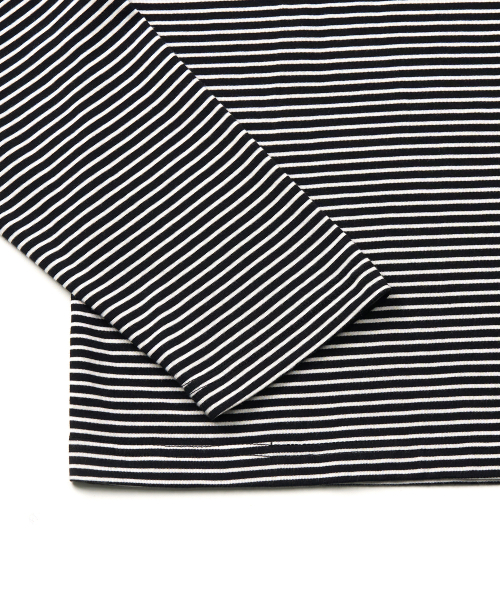 エックスコンテナ オーバーフィット ストライプ ロングスリーブ Tシャツ BLACK 画像 4
