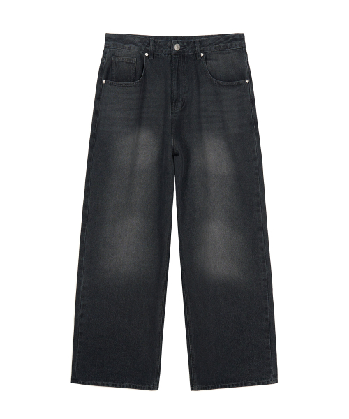 X CONTAINER ディープウォッシング ワイドデニムパンツ WASHED BLACK ワイド シルエット メンズ レディース