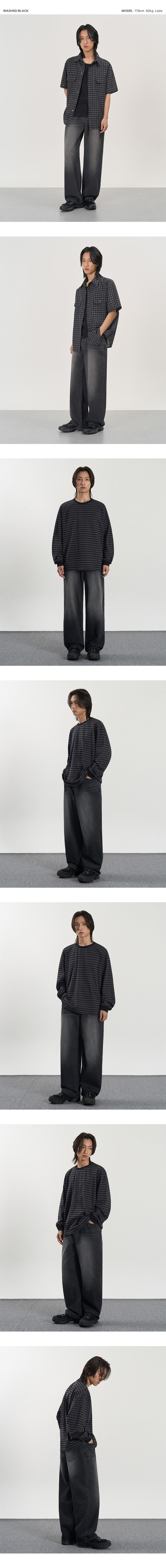 X CONTAINER ディープウォッシング ワイドデニムパンツ WASHED BLACK ワイド シルエット メンズ レディース 画像 10