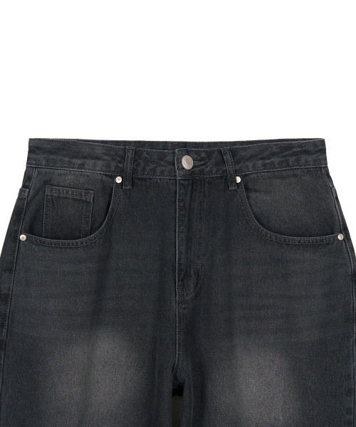 X CONTAINER ディープウォッシング ワイドデニムパンツ WASHED BLACK ワイド シルエット メンズ レディース 画像 3