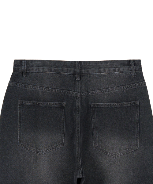 X CONTAINER ディープウォッシング ワイドデニムパンツ WASHED BLACK ワイド シルエット メンズ レディース 画像 4