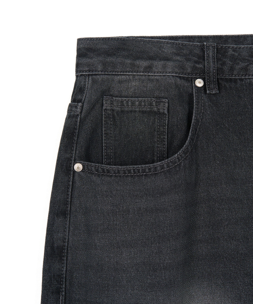 X CONTAINER ディープウォッシング ワイドデニムパンツ WASHED BLACK ワイド シルエット メンズ レディース 画像 6