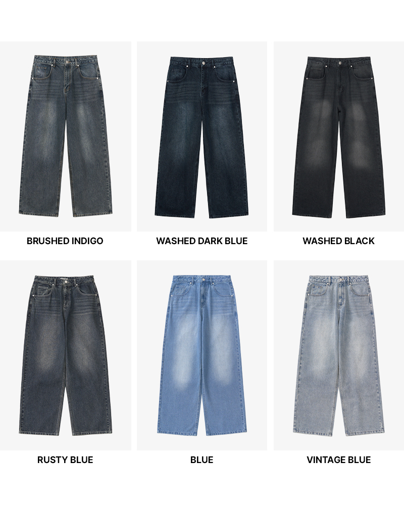 X CONTAINER ディープウォッシング ワイドデニムパンツ WASHED BLACK ワイド シルエット メンズ レディース 画像 9
