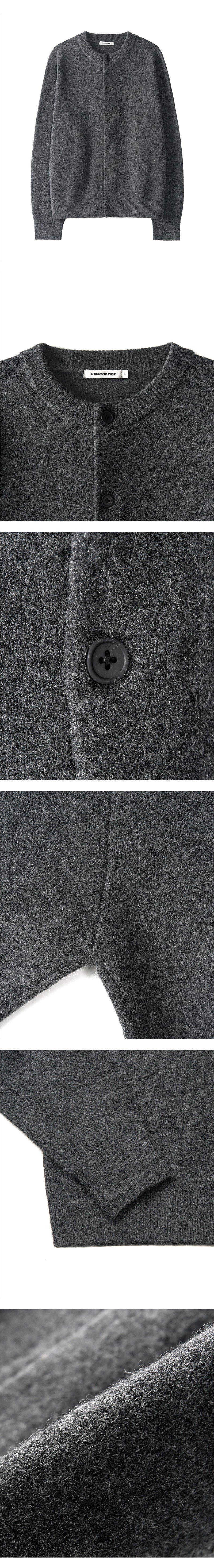 X-CONTAINER ミニマル ボタン ラウンドネック クロップ カーディガン CHARCOAL 画像 10