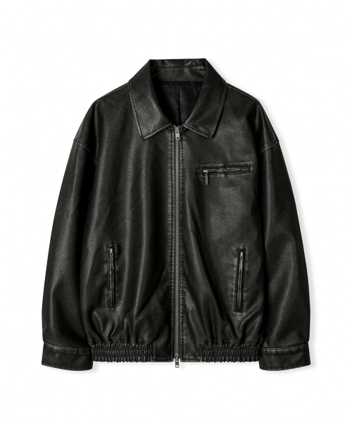 レダリー ウォッシュドレザー オーバーフィット ブルゾンジャケット WASHED BLACK