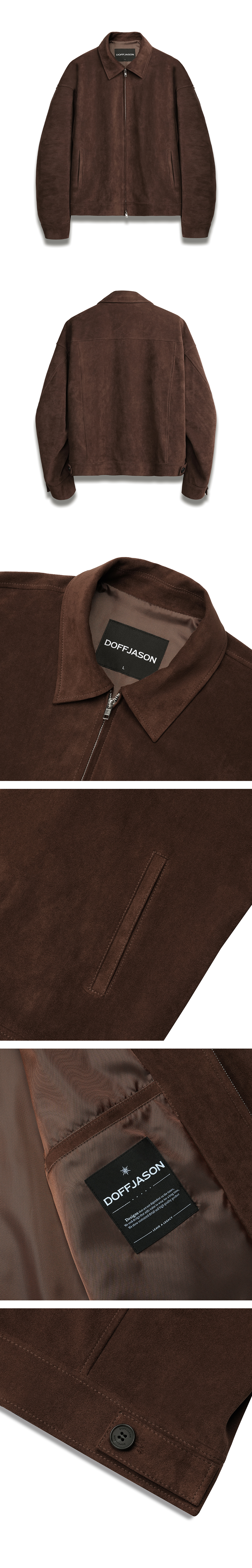 DOPE JASON スエードジャケット MOCHA オーバーフィット シングル フルジップ 画像 8