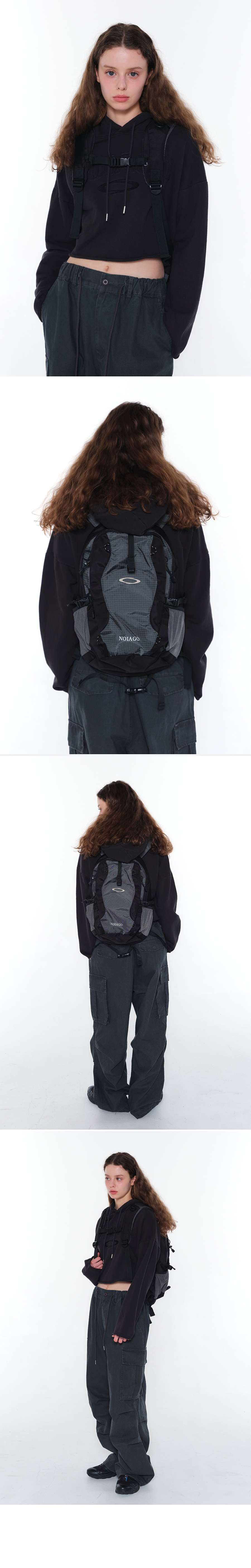 NOIAGO NOI1389 나일론 데일리 백팩 (차콜) 이미지 6