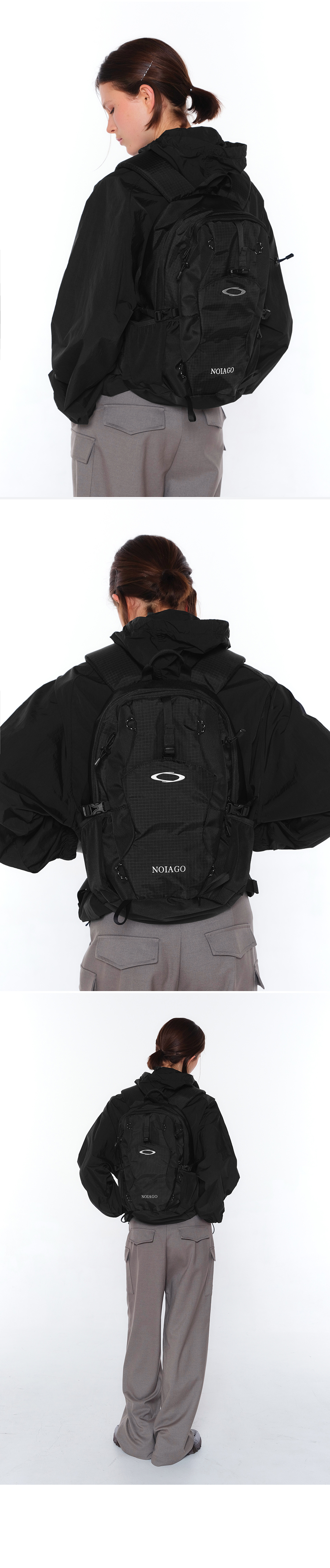 NOIAGO NOI1389 나일론 데일리 백팩 (차콜) 이미지 7
