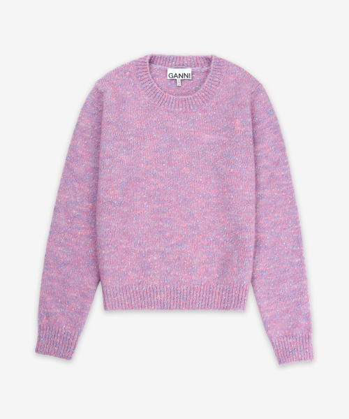アルパカコットンミックス Oネックニット - ローズバイオレット 画像 1