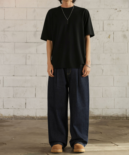 ジークリップ ピンタック バルーンフィット ワイドデニムパンツ Dark Blue 画像 4