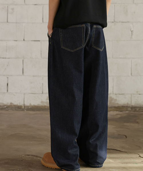 ジークリップ ピンタック バルーンフィット ワイドデニムパンツ Dark Blue 画像 2