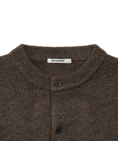 X-container ミニマルボタン ラウンドネック クロップカーディガン MUTE BROWN 画像 2