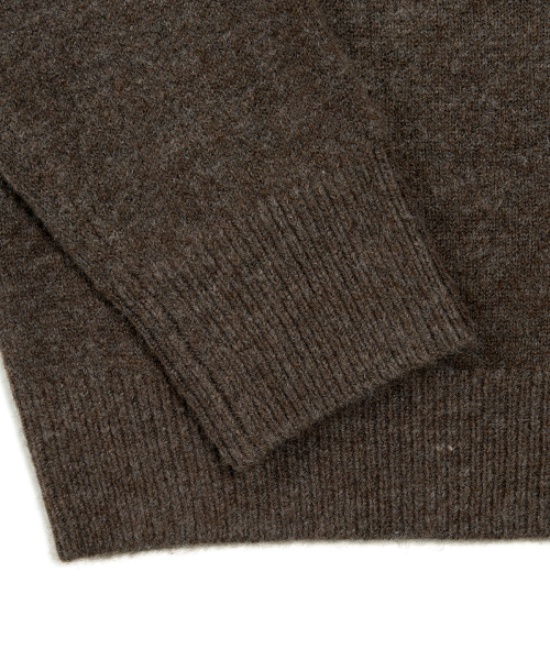 X-container ミニマルボタン ラウンドネック クロップカーディガン MUTE BROWN 画像 3