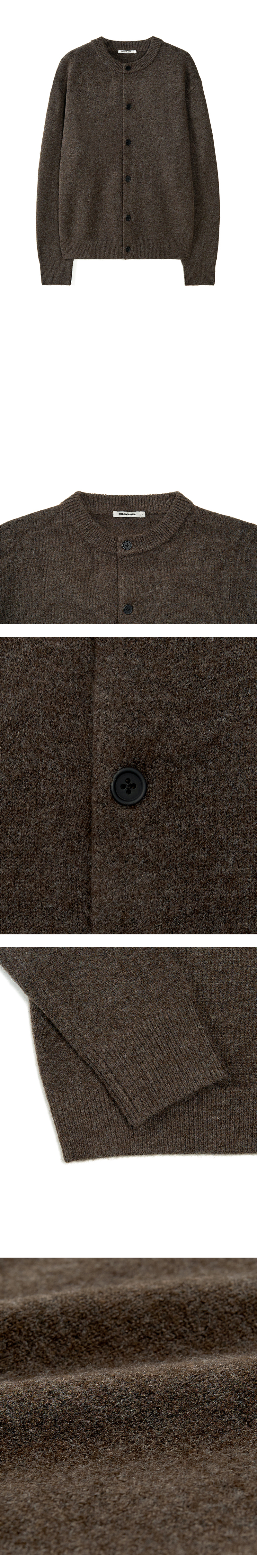 X-container ミニマルボタン ラウンドネック クロップカーディガン MUTE BROWN 画像 10