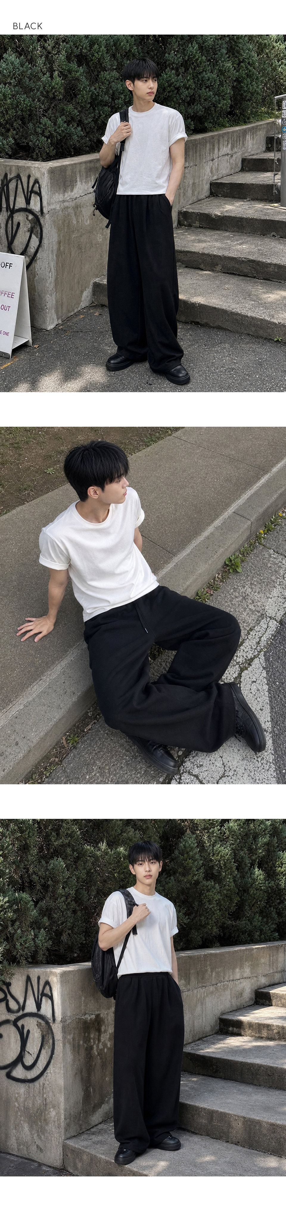 シグニチャー ダブルタック ワイドトレーニングパンツ ブラック 画像 7