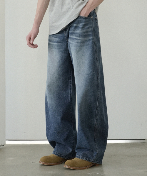 M250 カーブドワイドデニムパンツ_デニムブルー 画像 2