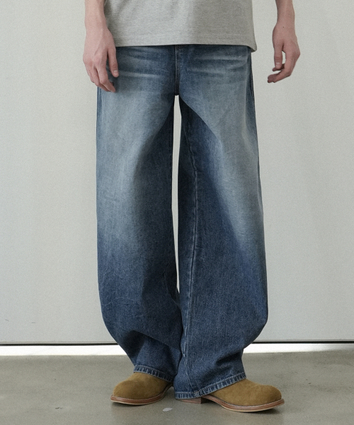 M250 カーブドワイドデニムパンツ_デニムブルー 画像 1