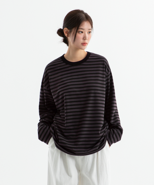 BRENSON ブレンソン オーバーフィット 1:1 ストライプ 長袖Tシャツ (5色展開) 画像 2
