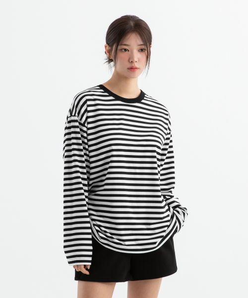 BRENSON ブレンソン オーバーフィット 1:1 ストライプ 長袖Tシャツ (5色展開) 画像 3