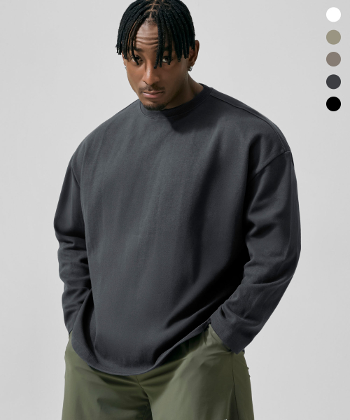 上質綿混 オーバーフィット ロング スリーブ Tシャツ 画像 2