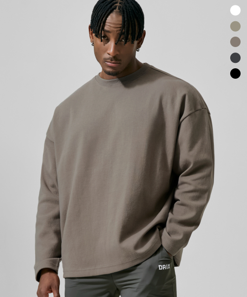 上質綿混 オーバーフィット ロング スリーブ Tシャツ 画像 3