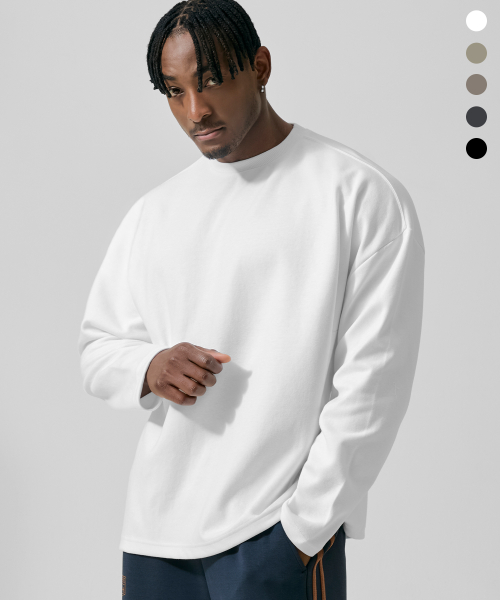 上質綿混 オーバーフィット ロング スリーブ Tシャツ 画像 5